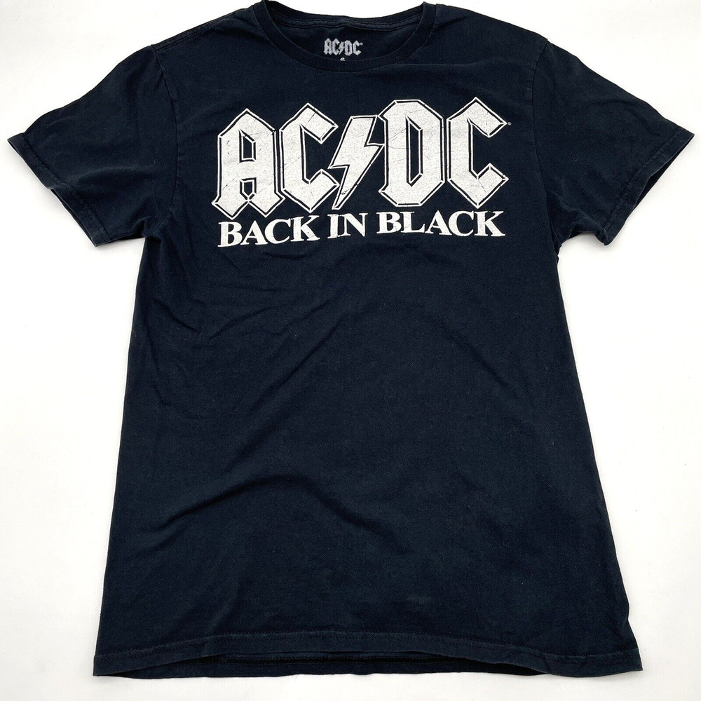 2020 AC/DC Back in Black Graphic Print Black Short Sleeve Tshirt Men's S